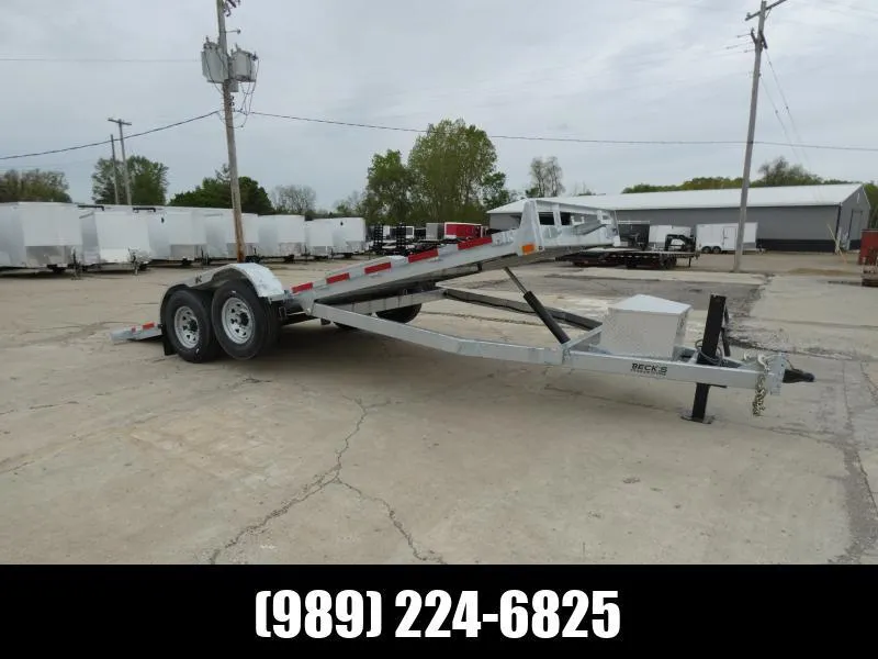 Galvanized 7' x 20' Full Tilt Deck Equipment Trailer For Sale - Full Hydraulic Tilt Deck - Corrosion