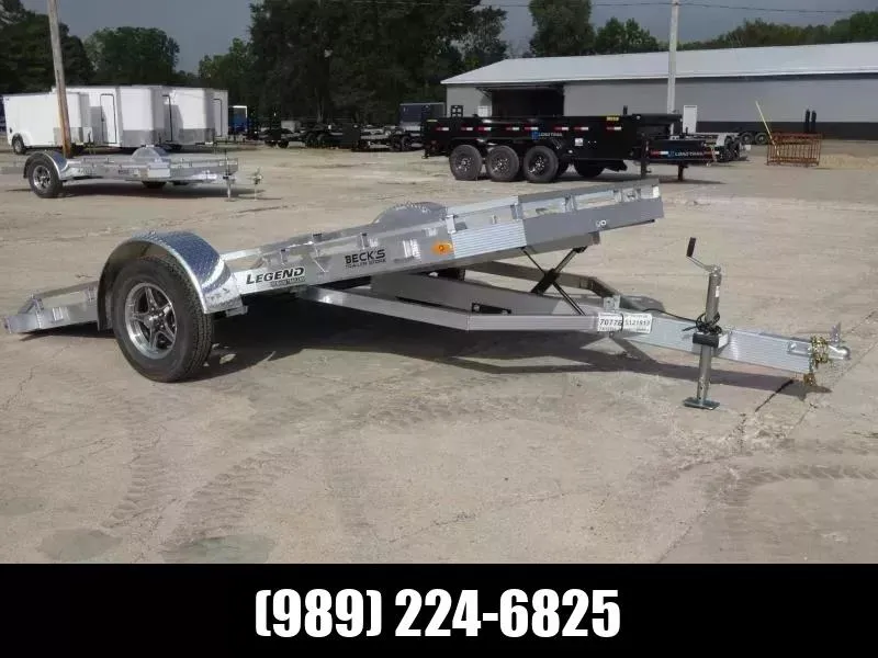 Legend Trailers Open 7' x 12' Open Aluminum Tilt Deck Utility - No Ramps - Perfect for UTVs, Golf