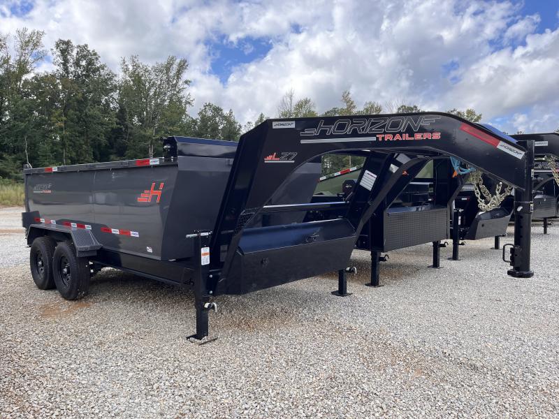 2024 Horizon Trailers 7x14 14k Gooseneck Black Gray Telescopic Dump Trailer