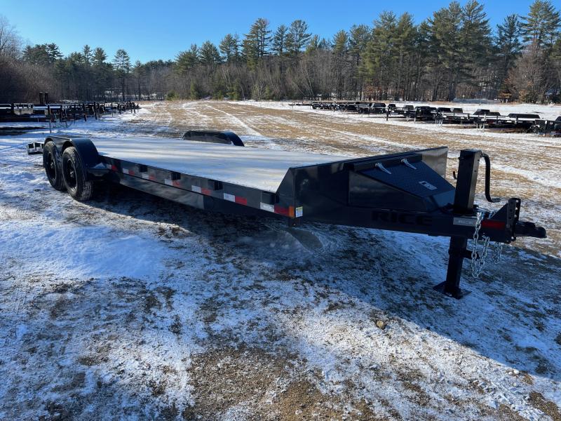 2023 Rice Trailers 7x18 Powder Coated 10k Car Hauler w/Slide In Ramps Central NH Trailers