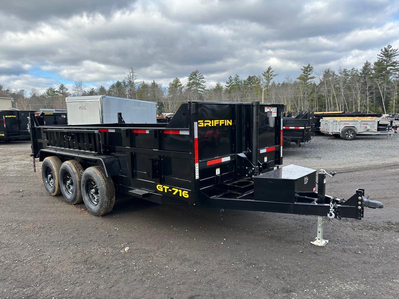 2023 Griffin 7x16 Powder Coated 21K TriAxle Telescopic Dump Trailer w