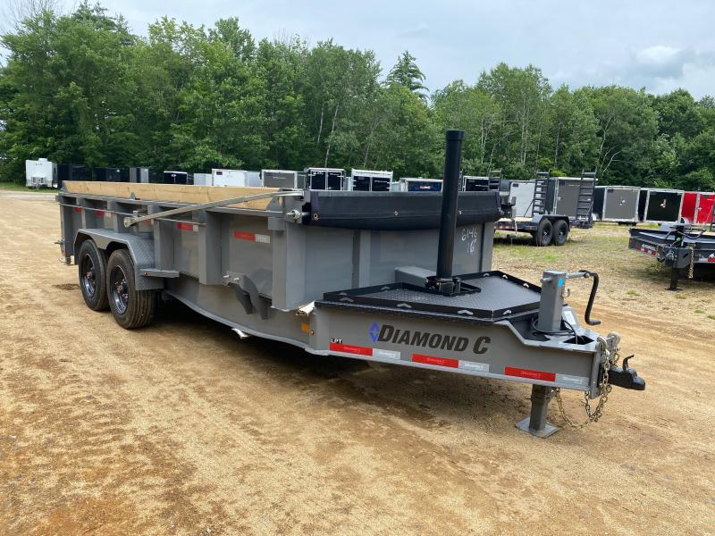 2023 Diamond C Trailers 7x16 Powder Coated 18K Dump Trailer w/Stabilizer Jacks, Tarp & Ramps