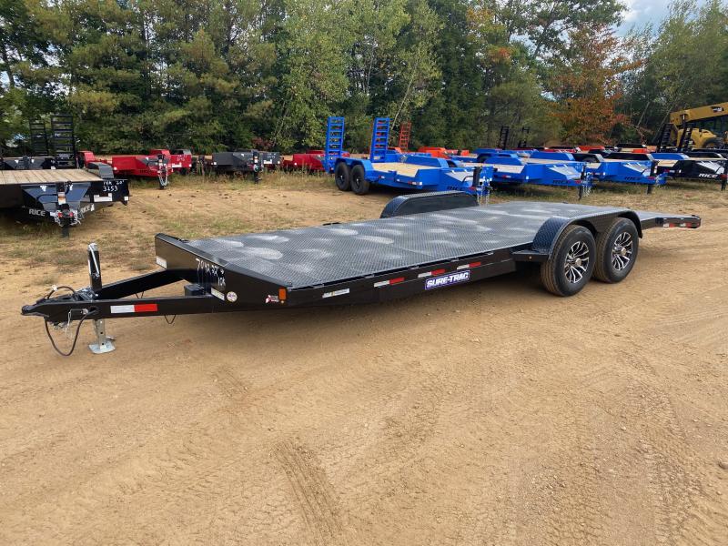 2024 SureTrac 7x22 Powder Coated 10K Steel Deck Car Hauler w/Slide In