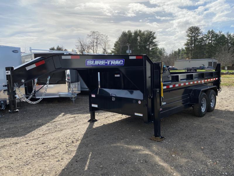 2022 SureTrac 7x14 Powder Coated 14K Gooseneck Dump Trailer w/Power