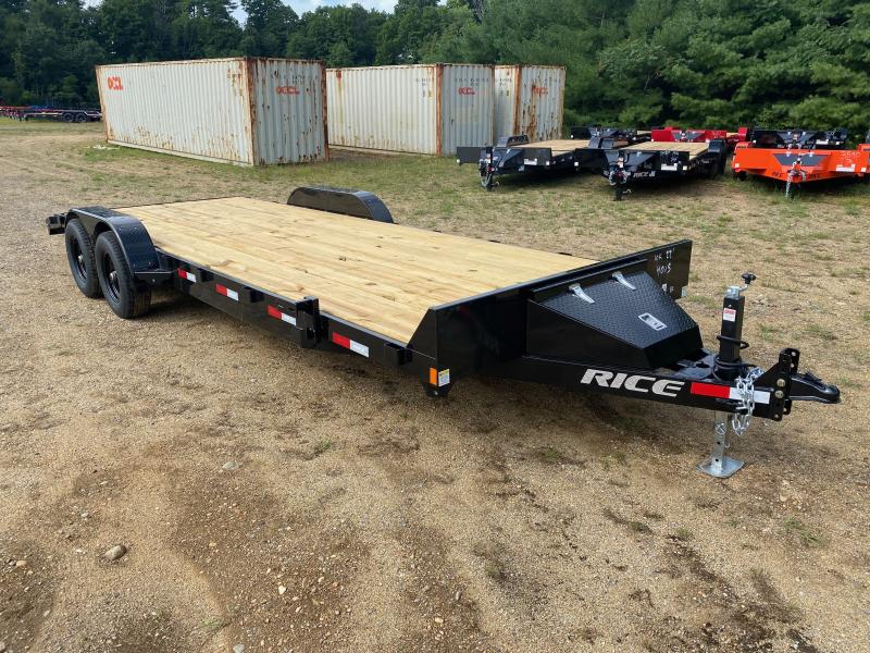 2025 Rice Trailers 7x22 Powder Coated 10k Car Hauler w/SlideIn Ramps