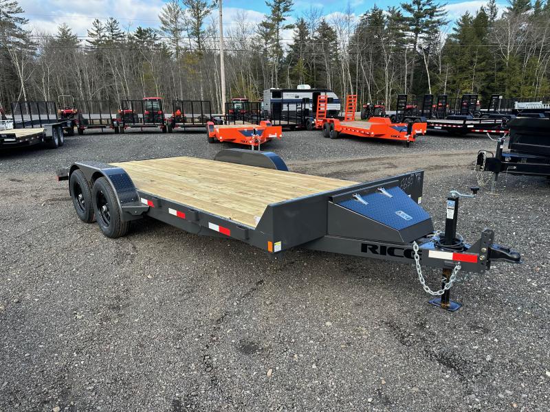 2023 Rice Trailers 7x18 Powder Coated 10k Car Hauler w/Slide In Ramps Central NH Trailers