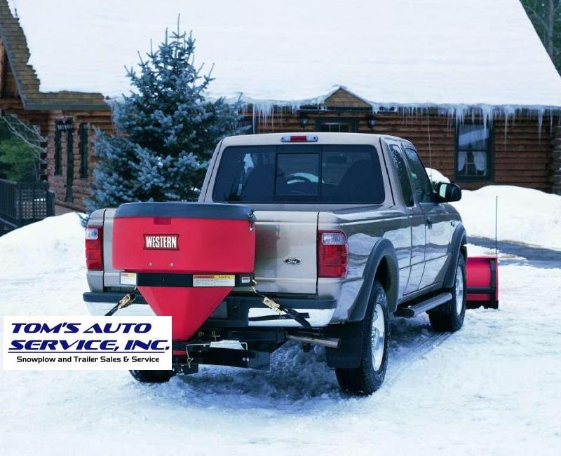 Western Model 1000 Salt Spreader Tom's Trailer and Snowplow, in Erie