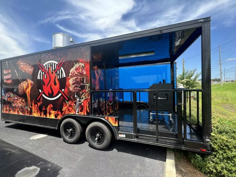 2026 Quality Cargo 8.5 X 22 TA BBQ Trailer / Food Trailer w/ Equipment & Smoker - Graphic Wrapped