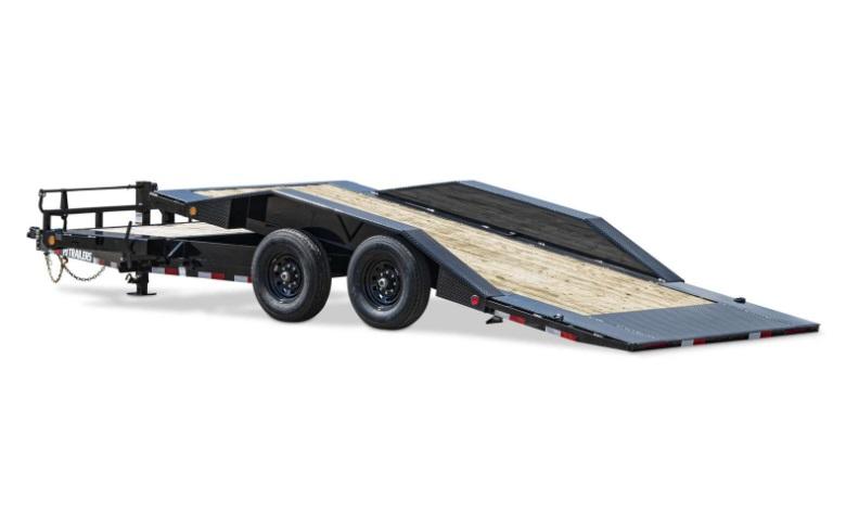 2025 8.5' x 20' PJ 14K Tilt Deck Trailer w 16' Tilt Deck spare tire and locking lid over tongue