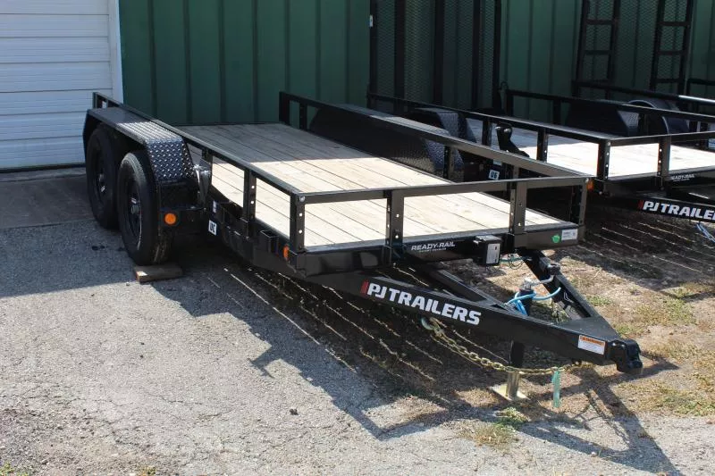 2026 12' x 5' PJ TANDEM AXLE Trailer - 2 3.5K Axles and steel diamond plate fenders and spare tire mount