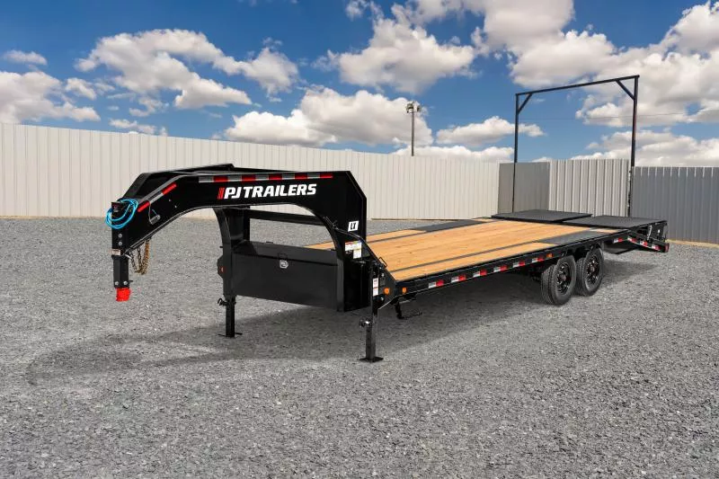 2025 PJ Trailers - 7x25 16K Low Pro Flat Deck Trailer w Dovetail monster ramps