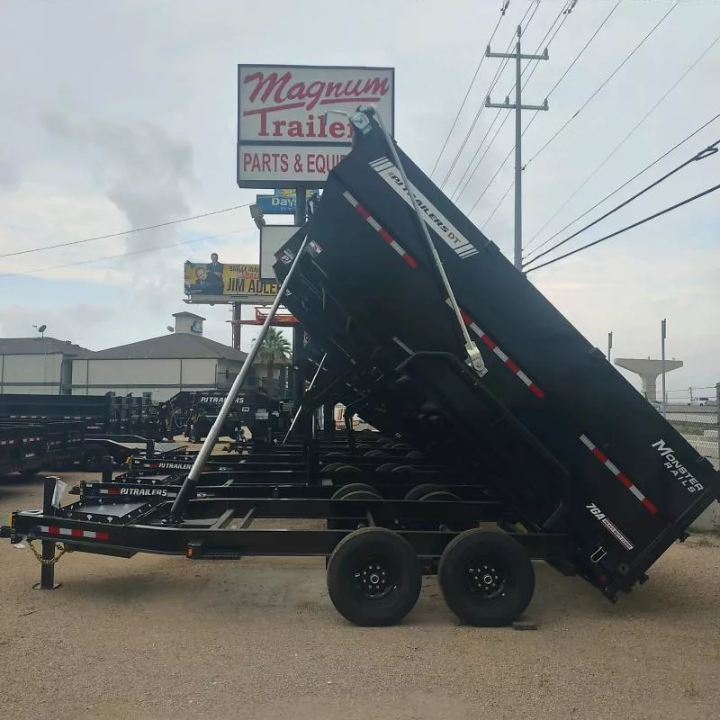 2026 PJ Trailers - 7x14 14K Telescopic Dump Trailer w 4 ft walls and split/spreader gate