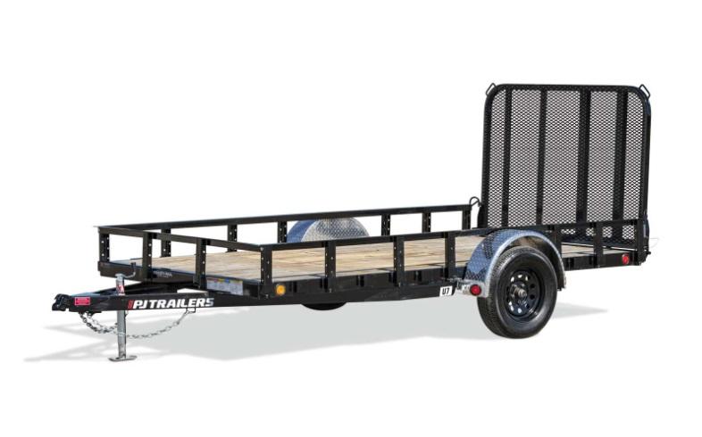 2025 12' x 6.5' PJ Single Axle 3.5K Utility Trailer w diamond plate fenders, spare tire mount and regular sides w expanded metal