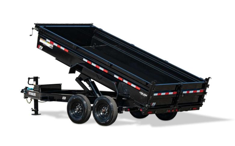 2025 12' x 7' PJ 16K Dump Trailer w Split/Spreader Gate - black