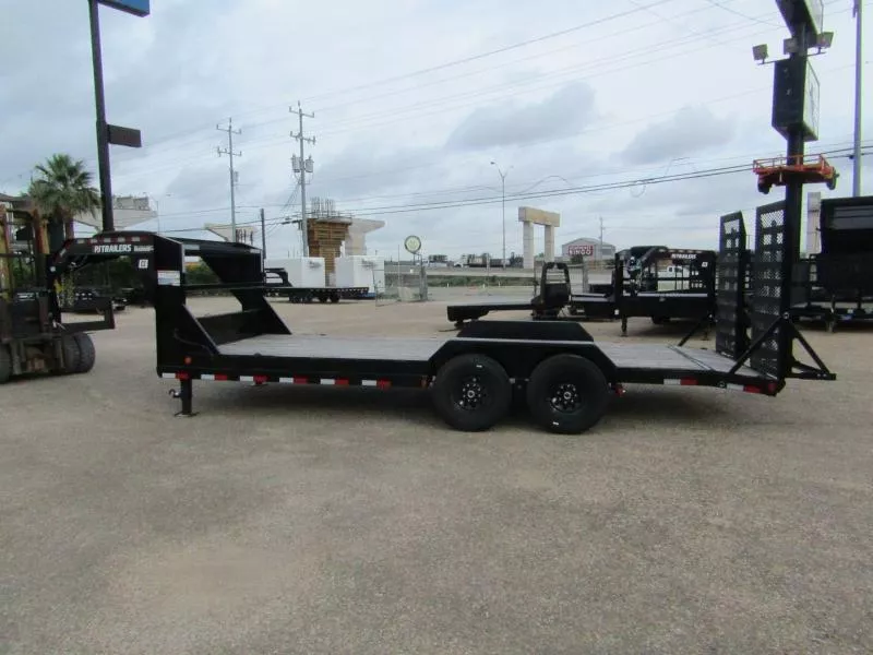2025 PJ Trailers - CC20GF, GOOSENECK, 7K AXLES, 2' DOVETAIL W/ FOLD UP RAMPS, BLACK