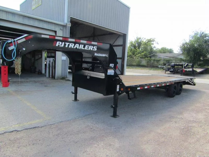 2025 PJ Trailers LX-25-MR Flatbed Trailer, GOOSENECK W/ 8K AXLES, 17.5" WHEELS & TIRES