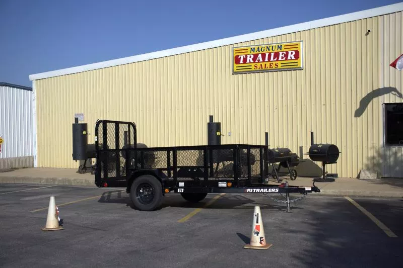 2025 - 5' x 10' - PJ - 3.5K Single Axle Utility Trailer with Fold in Gate, Steel Fenders and Spare Tire Mount
