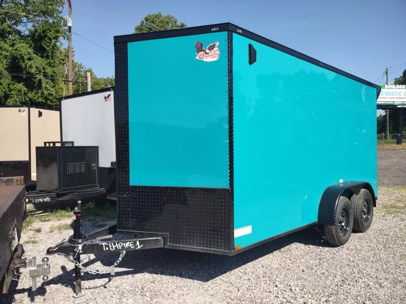 2026 Quality Cargo 7'x 14'x6.9' - Tandem Axle Water Blue BOP Enclosed Trailer
