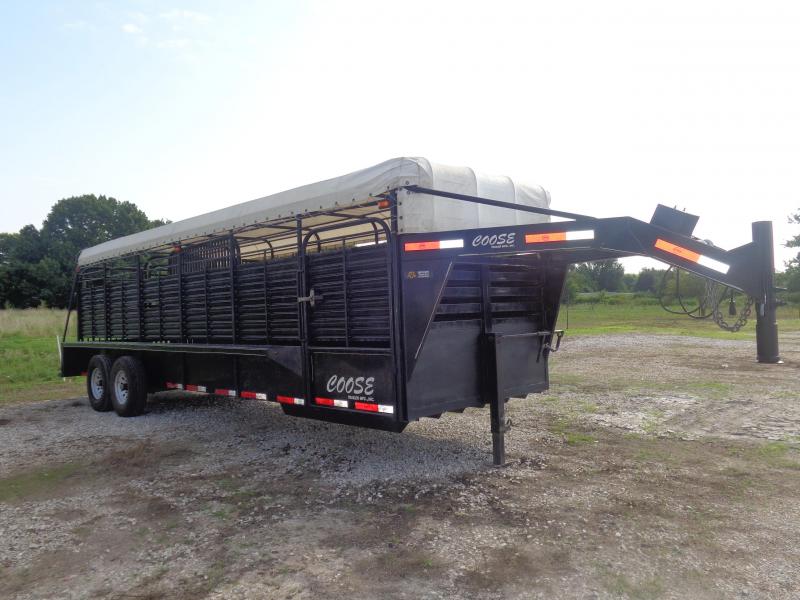 USED 2014 Coose 24 x 6'8 Black with White Tarp Top Livestock Trailer USED 2014 Coose 24 x 6'8 Black with White Tarp Top Livestock Trailer