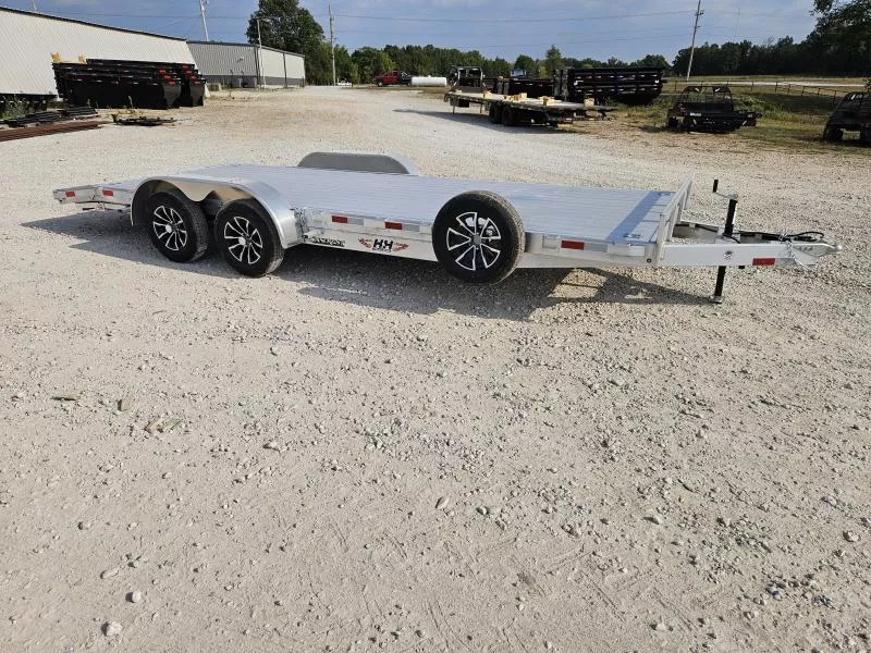 2026 H&H 82X20 TANDEM 7K ALUMINUM CAR HAULER W/2' ALUMINUM DOVE & SLIDE OUT RAMPS