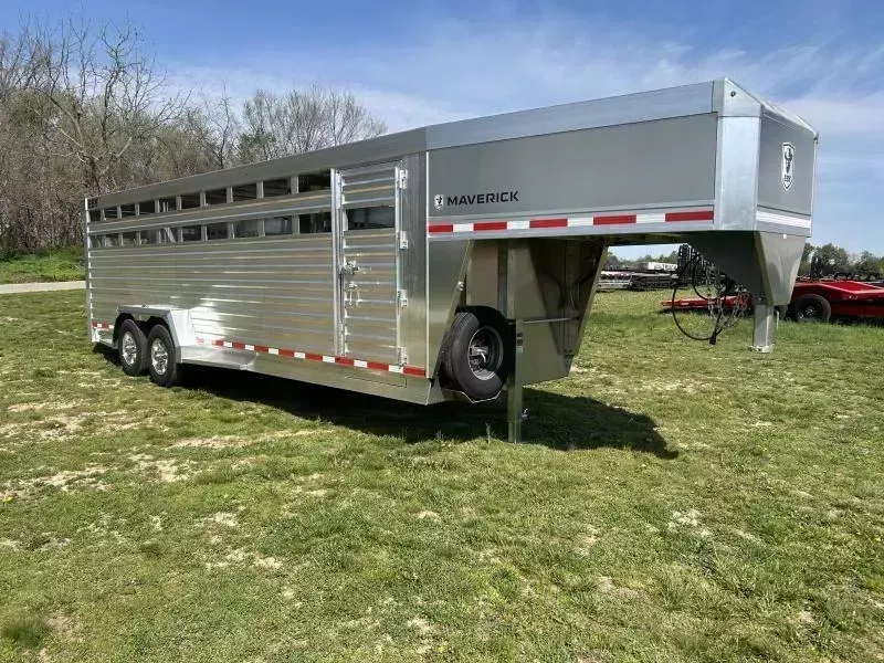 2026 EBY 6'11x24 Tandem 14K GN Stock Trailer w/ Swing/Slide Combo Rear Gate & Rolling Front Gate