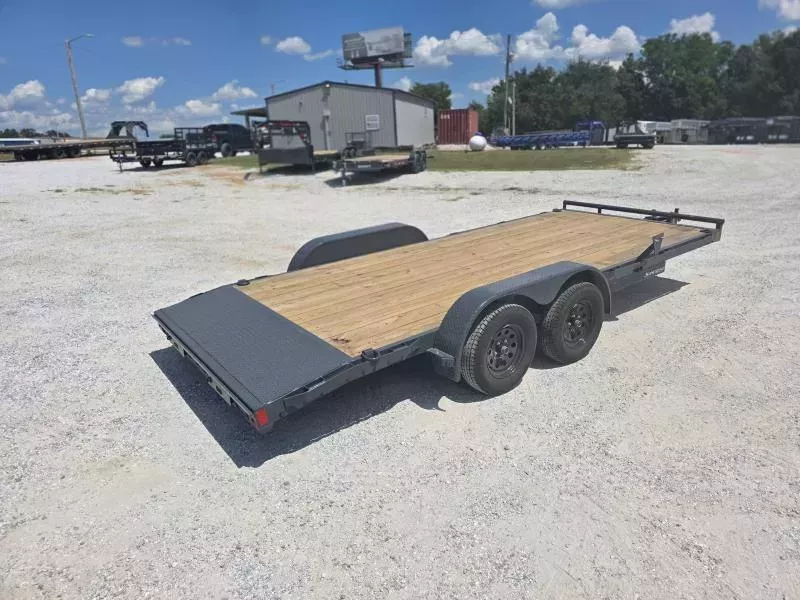 2026 Lamar 83X18 TANDEM 7K CAR HAULER W/2' STEEL DOVE & SLIDE OUT RAMPS