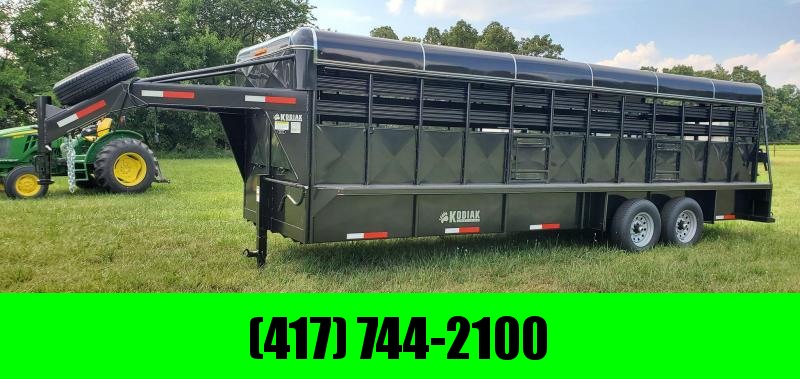 2020 KODIAK 6'8"X6'6"X24' TANDEM 14K GOOSENECK HARDTOP STOCK TRAILER W/RUBBER FLOOR 2020 KODIAK 6'8"X6'6"X24' TANDEM 14K GOOSENECK HARDTOP STOCK TRAILER W/RUBBER FLOOR