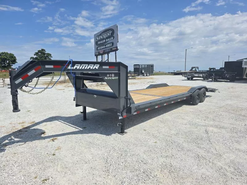 2026 Lamar Trailers 102 X 28 TANDEM GN CH W/ 4' DOVE/ HD SLIDE IN RAMPS/ DRIVE OVER FENDERS/ 102X28