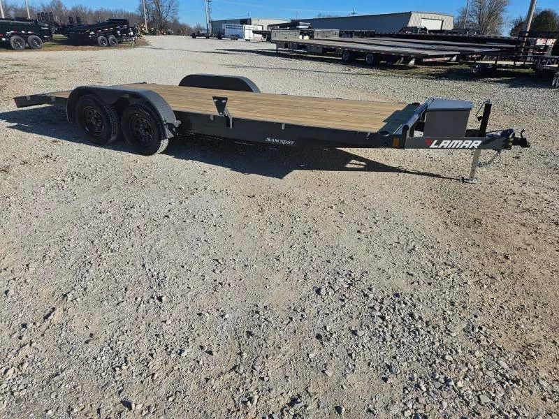 2026 Lamar 83X20 TANDEM 7K CAR HAULER W/2' STEEL DOVE & SLIDE OUT RAMPS