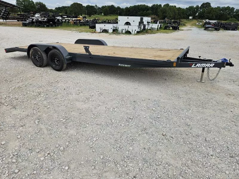 2026 Lamar 83X22 TANDEM 7K CAR HAULER W/2' STEEL DOVE & SLIDE OUT RAMPS