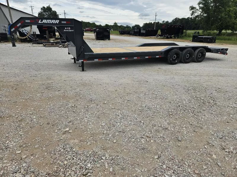 2026 Lamar 102X28 TRIPLE 21K GOOSENECK EQUIPMENT HAULER W/ MAX RAMPS 