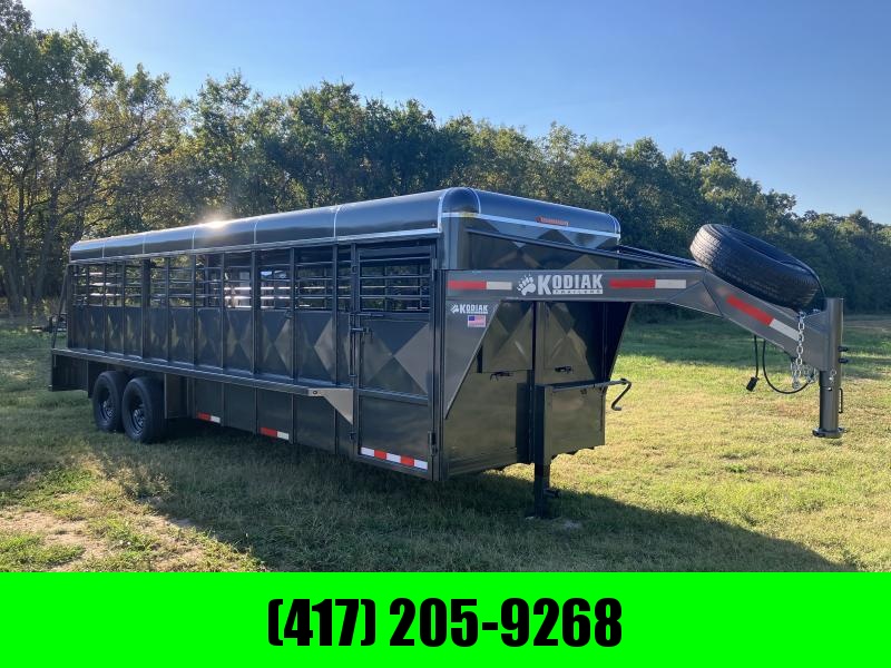 2022 Kodiak 6'8"x24" Tandem 14k Stock Trailer w/ 2 Cut Gates & Rubber Cleated Floors 2022 Kodiak 6'8"x24" Tandem 14k Stock Trailer w/ 2 Cut Gates & Rubber Cleated Floors