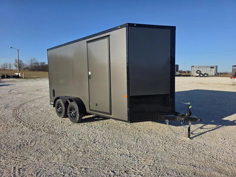 2026 Rock Solid 7X14 TANDEM 7K CARGO W/BLACKOUT TRIM RAMP DOOR .080 SCREWLESS EXTERIOR & 7' HEIGHT