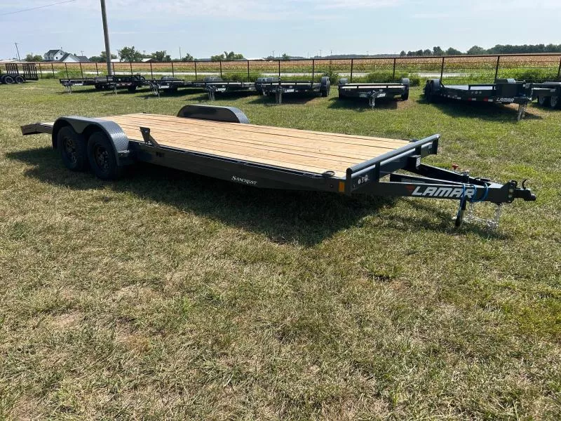 2026 Lamar 83x22 Tandem 7K Carhauler w/ 2' Dove & Slide In Ramps