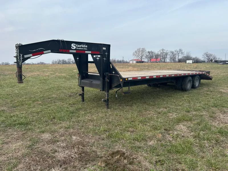 2008 Starlite 102x28 Tandem 20K GN Flatbed w/ Dovetail & Triple Ramps