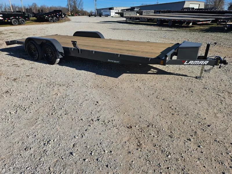 2026 Lamar 83X22 TANDEM 7K CAR HAULER W/TOOLBOX SLIDE OUT RAMPS & 2' STEEL DOVE