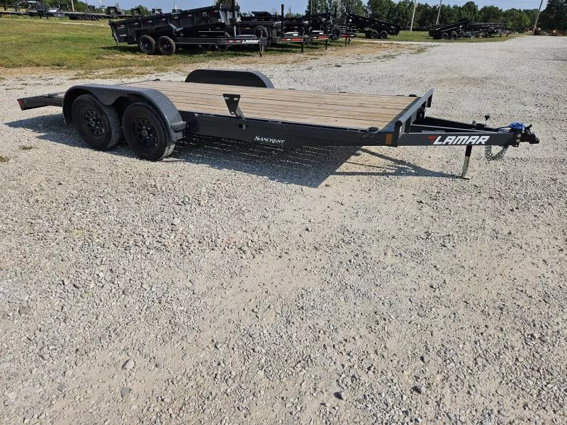 2026 Lamar 83X18 TANDEM 7K CAR HAULER W/2' STEEL DOVE & SLIDE OUT RAMPS