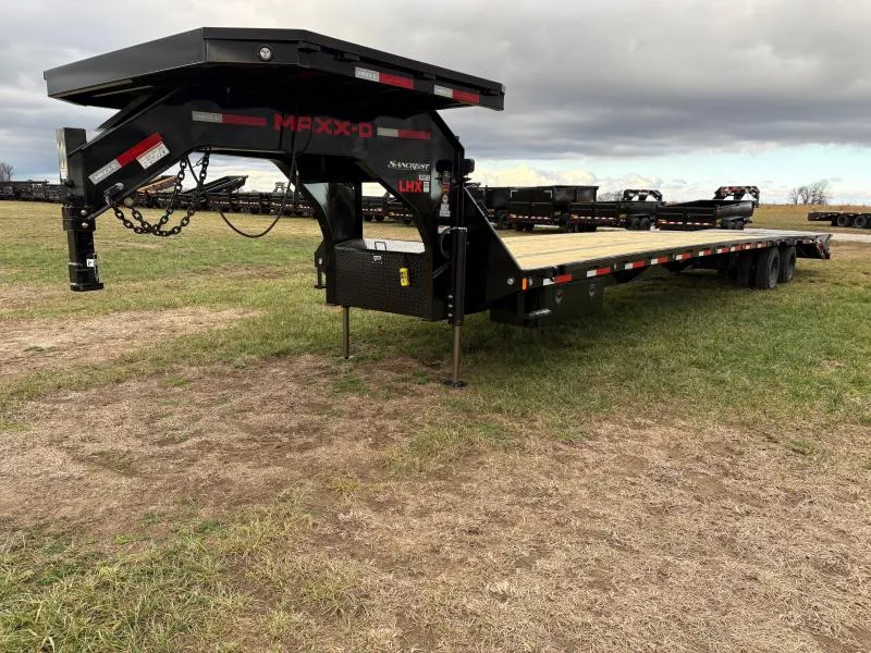 2026 MAXX-D 102x40 Tandem 40K GN Flatbed Trailer W/ Mega Ramps, Hydro Jacks, & Deck on the Neck