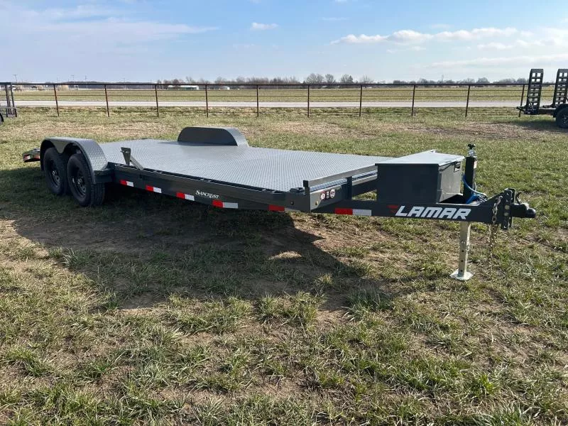 2026 Lamar 83x22 Tandem 10K Steel Floor Carhauler w/ Slide In Ramps & Toolbox