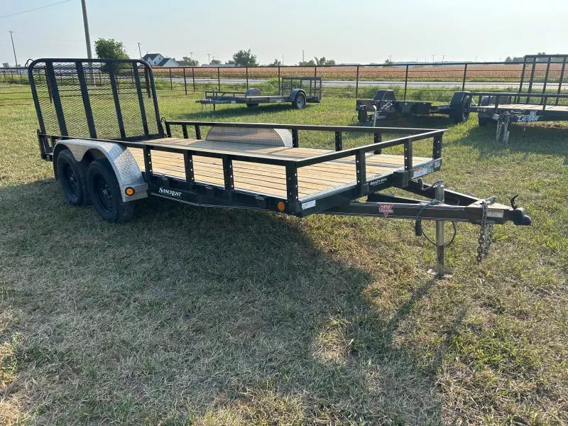 2021 PJ 77x16 Tandem 7K Utility w/ Removable Sides & 4' Ramp Gate