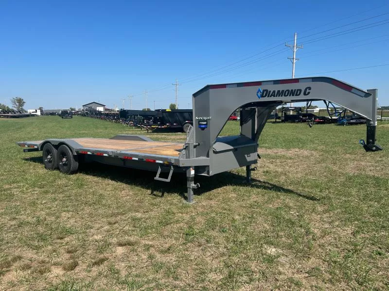 2026 Diamond C 102x24 Tandem 20K GN Gravity Tilt w/ Drive Over Fenders & 6' Stationary Deck
