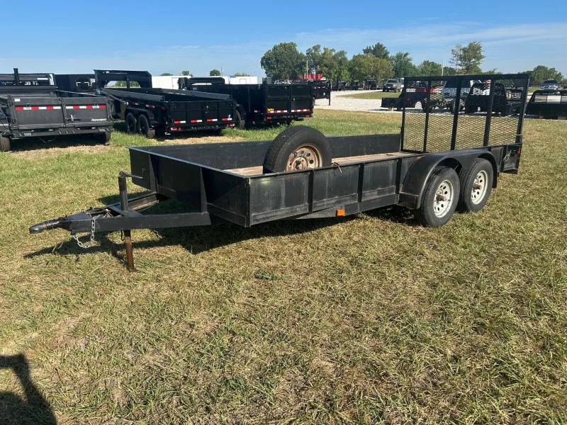 2007 76x16 Tandem 7K Utility w/ 13" Solid Sides, Spare Tire, & 4' Ramp Gate