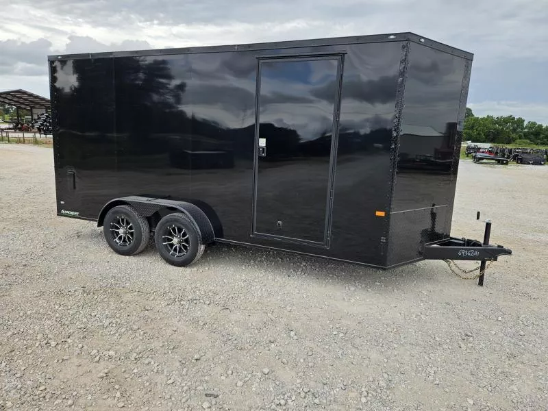 2025 Rock Solid 7x16 TANDEM 7K CARGO W/ .080 SCREWLESS EXTERIOR 7' HEIGHT BLACKOUT TRIM & RAMP DOOR