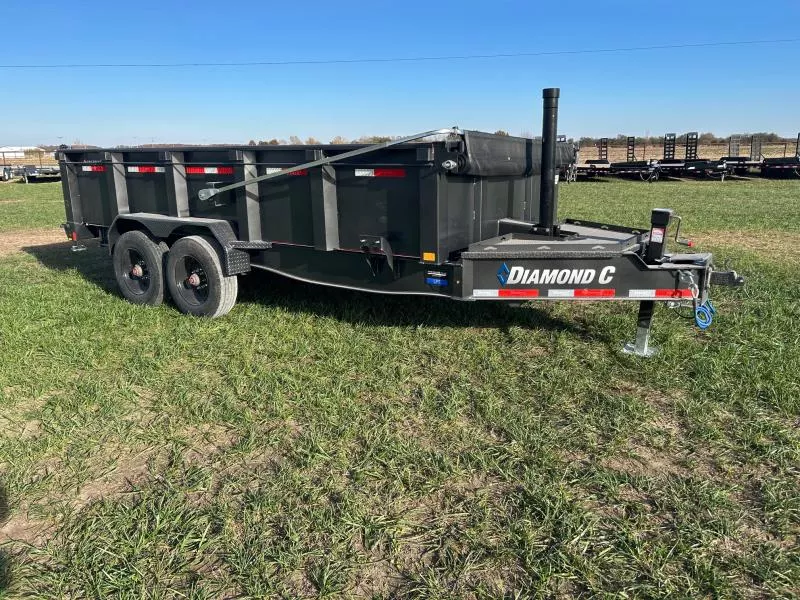2026 Diamond C 82x16 Tandem 20K Telescopic Dump w/ 7 Gauge Floor & Sides, Solar, & Long Arm Crank Tarp