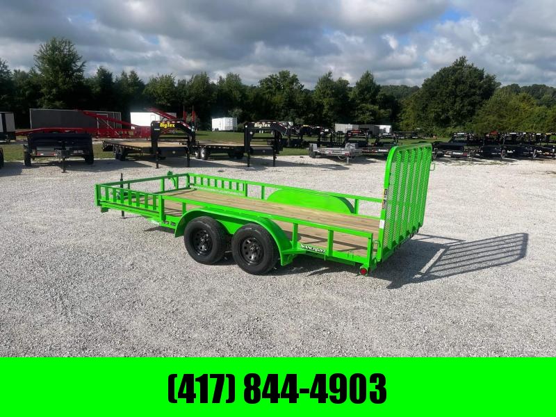 2022 Load Trail 83X16 TANDEM 7K UTILITY W/TUBE TOP RAIL SIDE RAIL RAMPS & 4' SPRING GATE (Kawasaki Green) 2022 Load Trail 83X16 TANDEM 7K UTILITY W/TUBE TOP RAIL SIDE RAIL RAMPS & 4' SPRING GATE (Kawasaki Green)