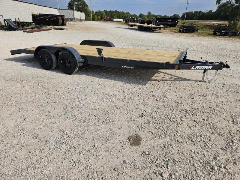 2026 Lamar 83X20 TANDEM 7K CAR HAULER W/2' STEEL DOVE & SLIDE OUT RAMPS