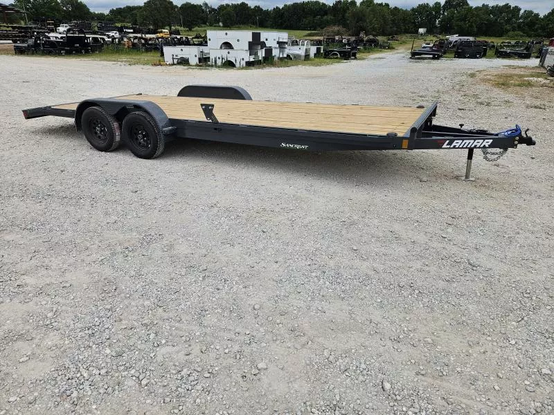 2026 Lamar 83X22 TANDEM 7K CAR HAULER W/2' STEEL DOVE & SLIDE OUT RAMPS