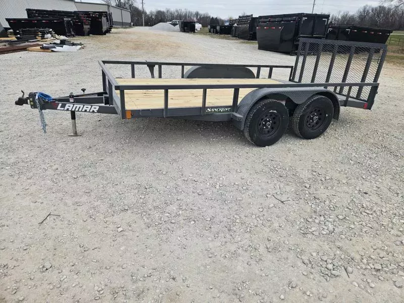 2026 Lamar 83X14 TANDEM 7K PIPETOP UTILITY W/2' STEEL DOVE & 3' SPRING GATE