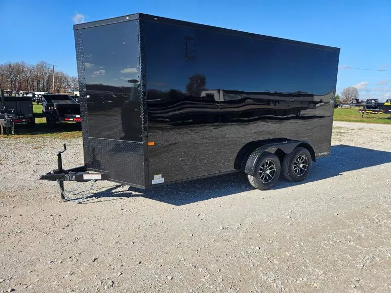 2026 Rock Solid 7X14 TANDEM 7K CARGO W/BLACKOUT TRIM RAMP DOOR .080 SCREWLESS EXTERIOR & 7' HEIGHT