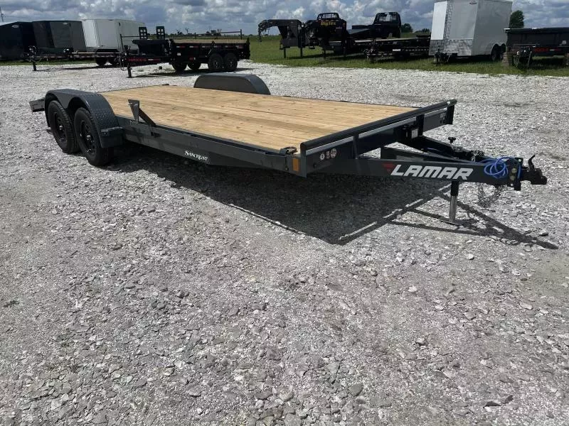 2025 Lamar 83x20 Tandem 7K Carhauler w/ 2' Dove & Slide In Ramps